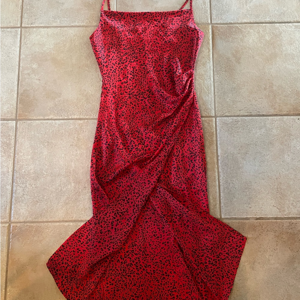 Red maxi cheetah dress
